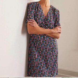 NWT Boden Jemima French Navy Shadow Scallop Empire Dress- US size 16-18